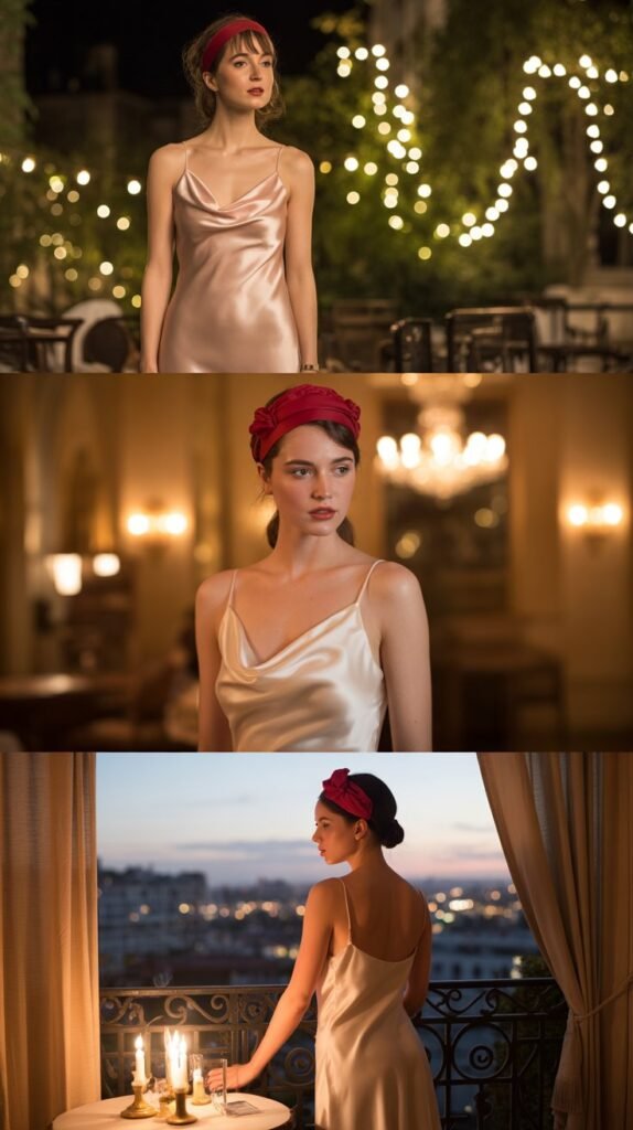 Slip Dress and Red Hairband Contrast