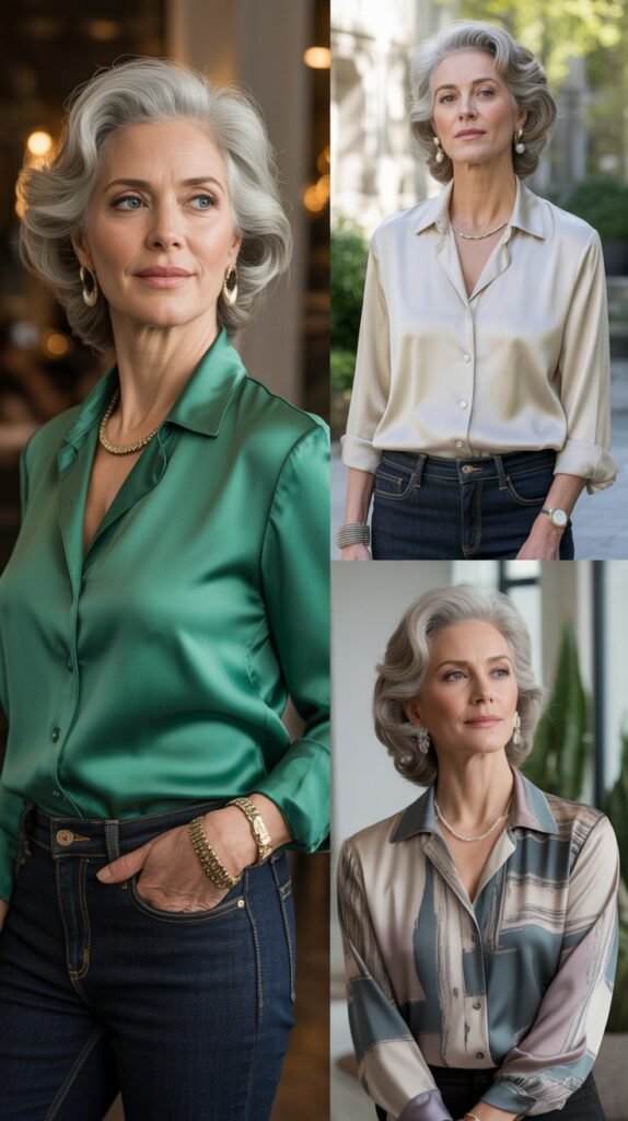 Silk Blouse with Dark Jeans