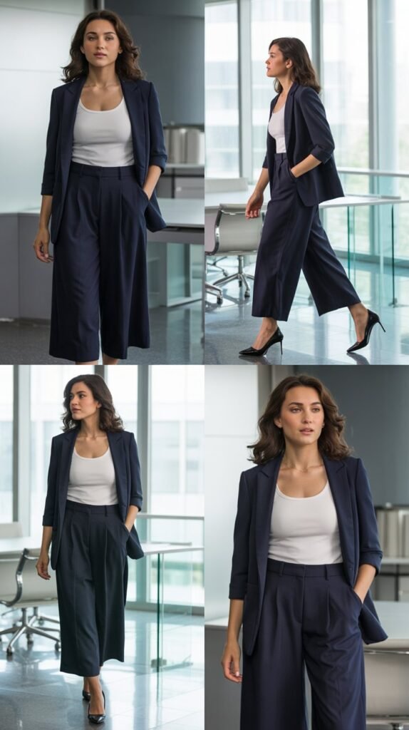 Sleeveless Turtleneck with Tailored Bermuda Shorts