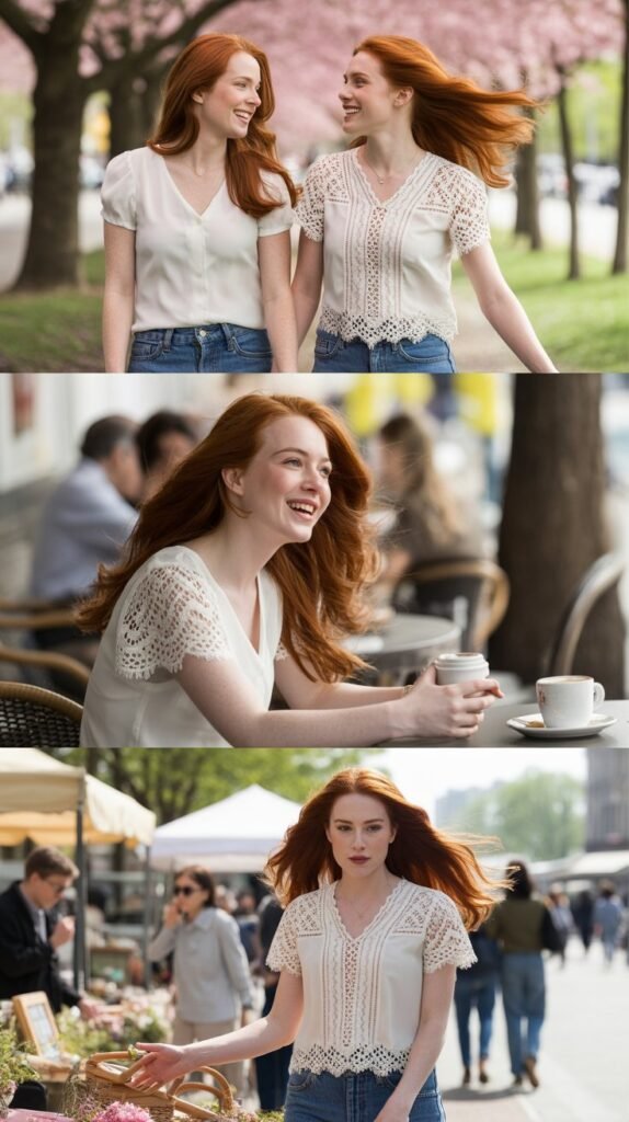 Ivory Lace Top with Blue Jeans