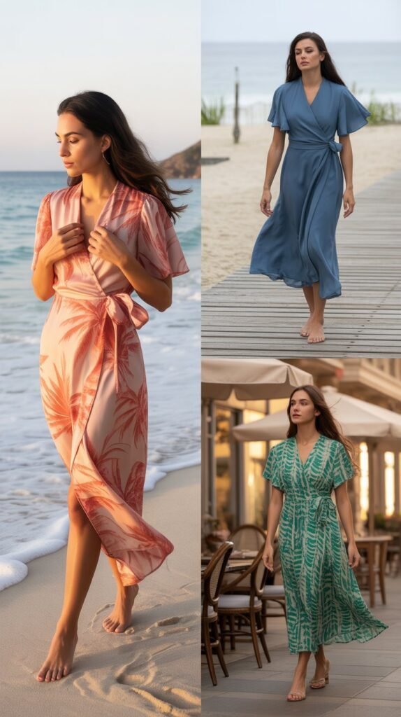 Wrap-Style Beach Dress Over Swimsuit