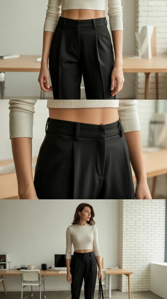 High-Waisted Trousers with Crop Top