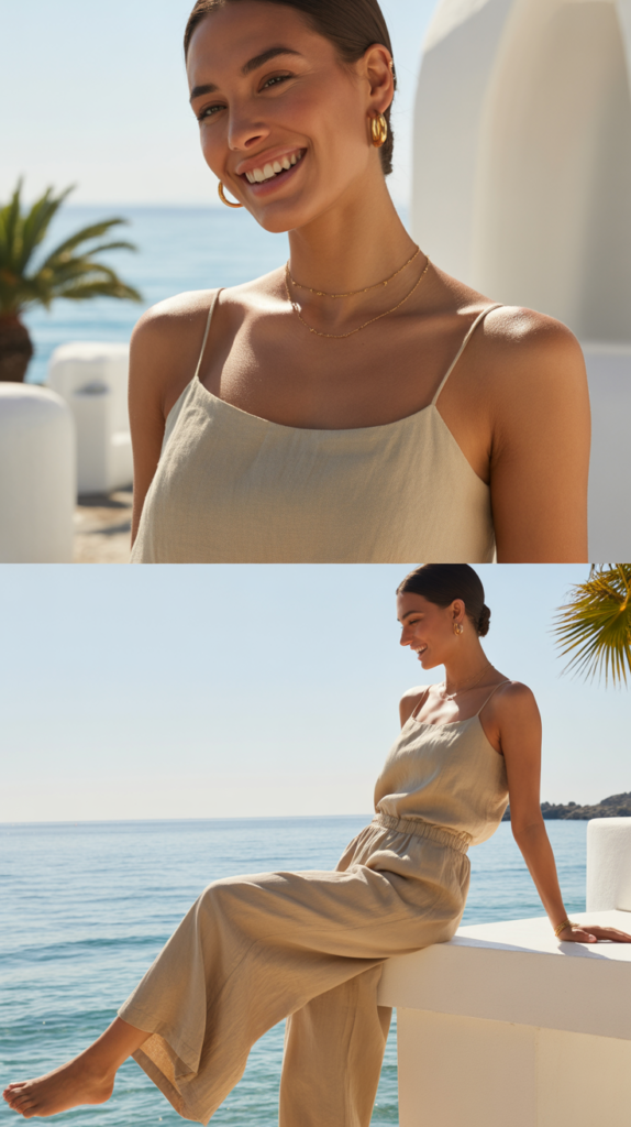  Matching Linen Tank and Wide-Leg Pants