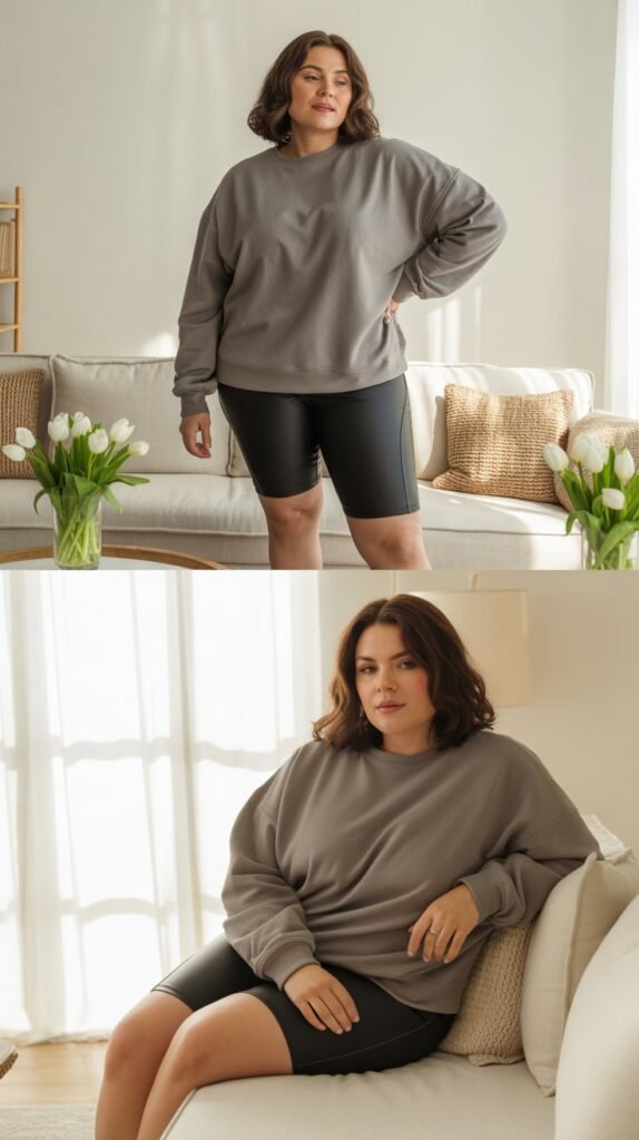  Oversized Crewneck with Biker Shorts