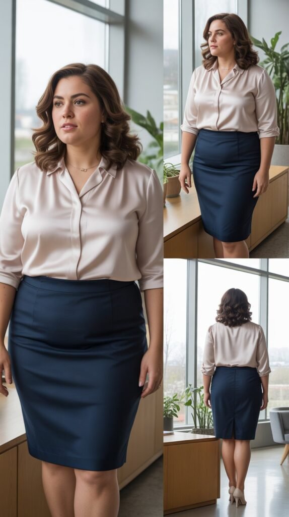  Pencil Skirt with Relaxed Blouse