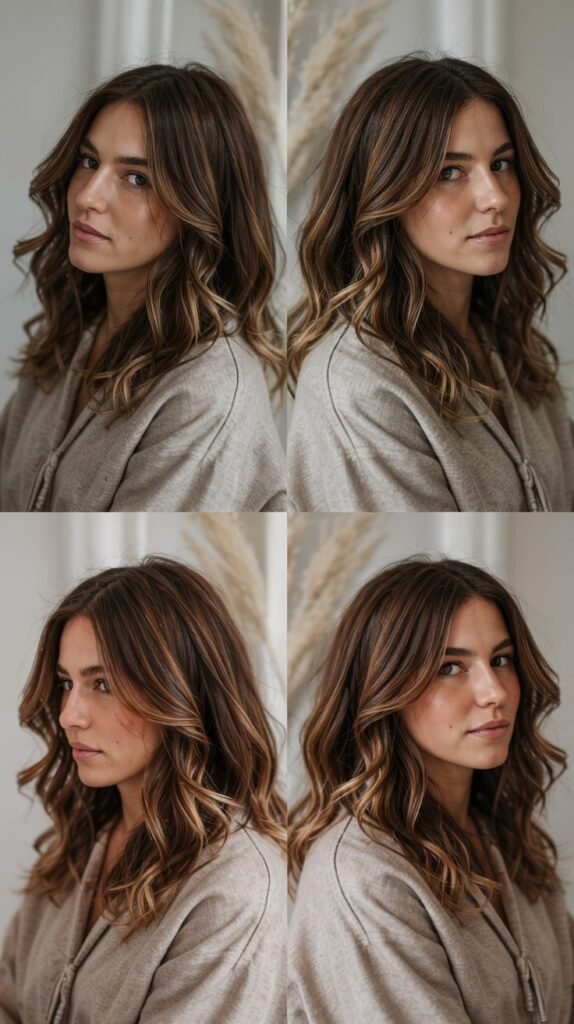 Walnut Brown With Honey Balayage