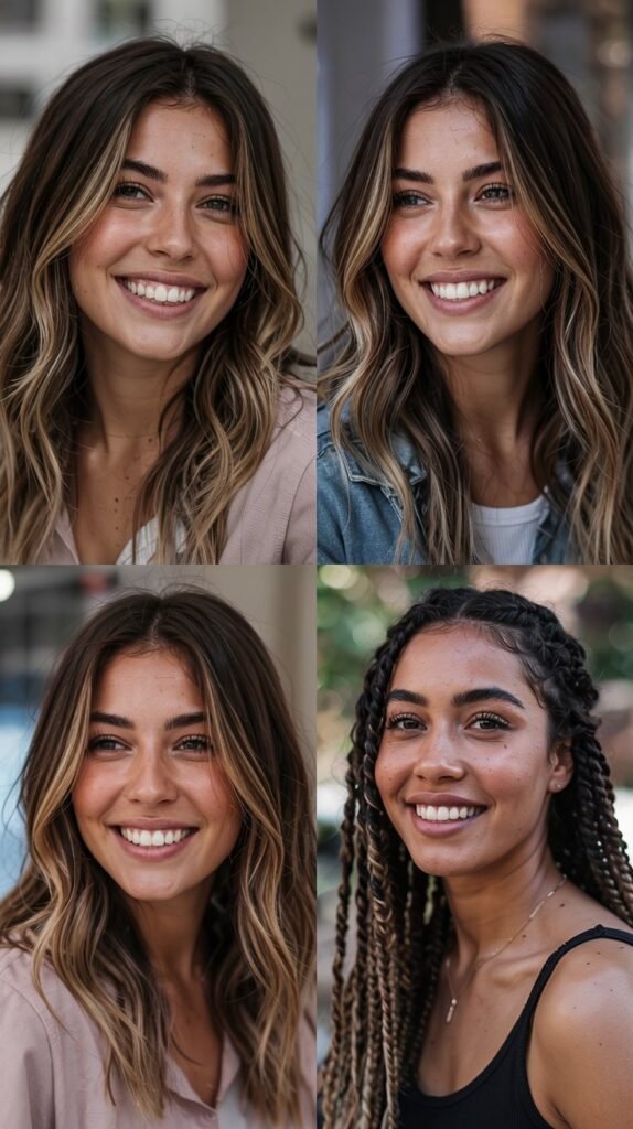  Money Piece Highlights in Balayage