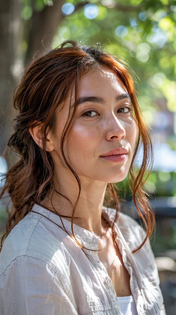 Chestnut Brown Hair With Copper Streaks