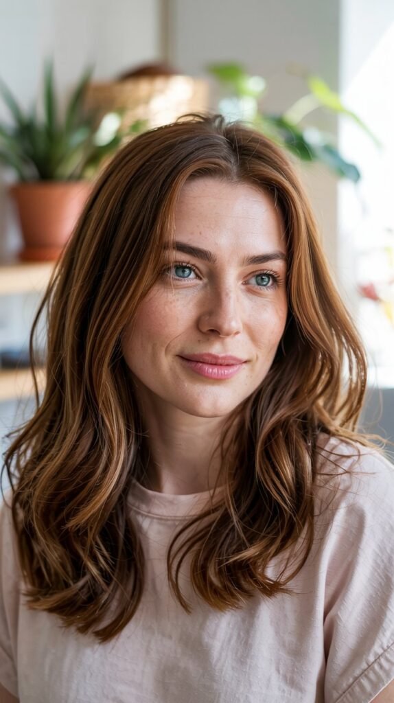 Auburn Brown Hair With Golden Balayage