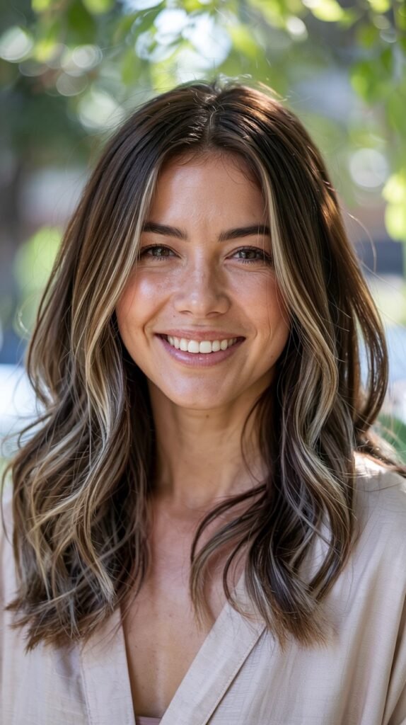 Medium Ash Brown With Silver Balayage