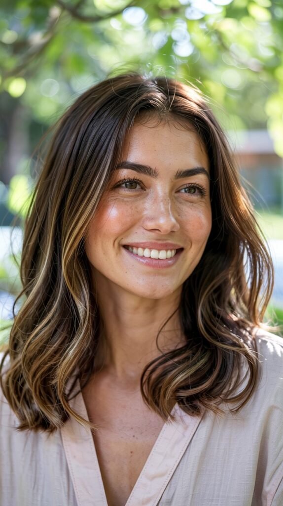 Medium Brown Hair With Caramel Swirls