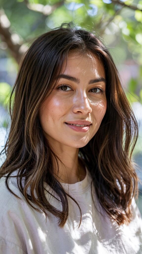 Dark Brown Hair With Cognac Highlights