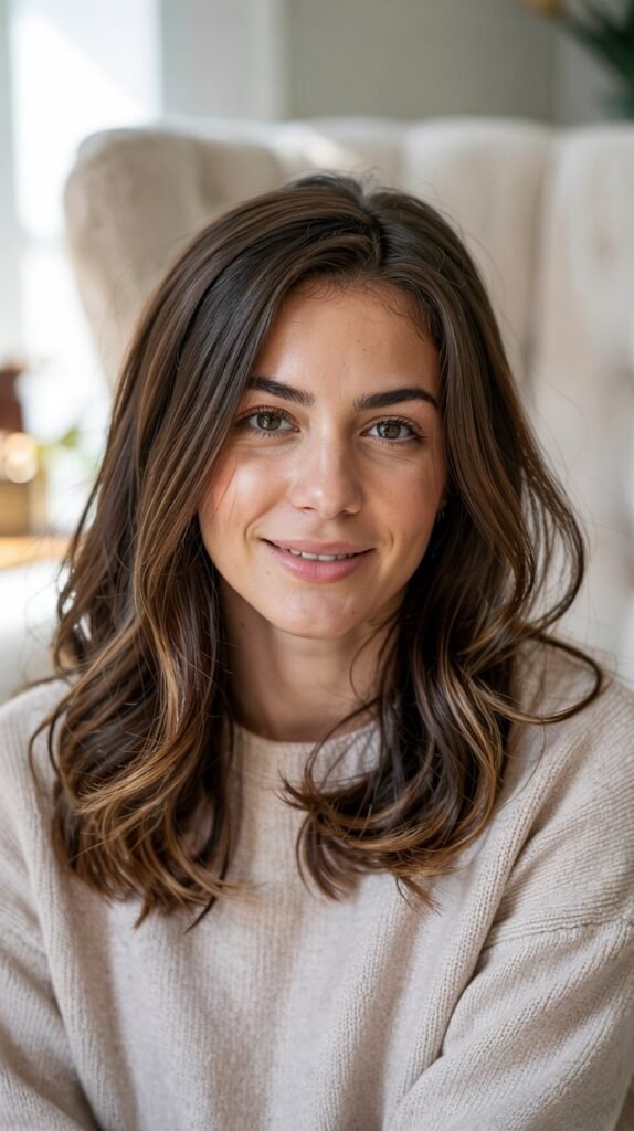 Chocolate Brown Hair With Toffee Highlights