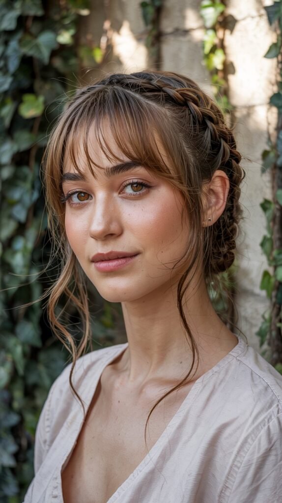 Side Bangs With Dutch Braid Crown