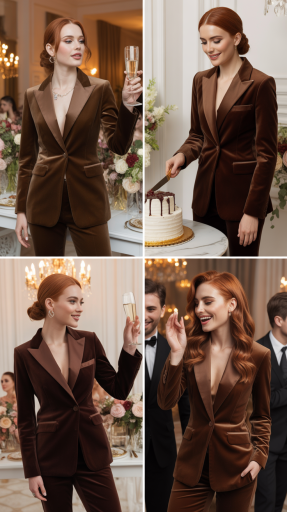 Chocolate Brown Velvet Suit