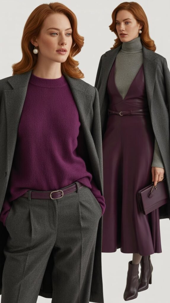 Plum and Gray Layered Look