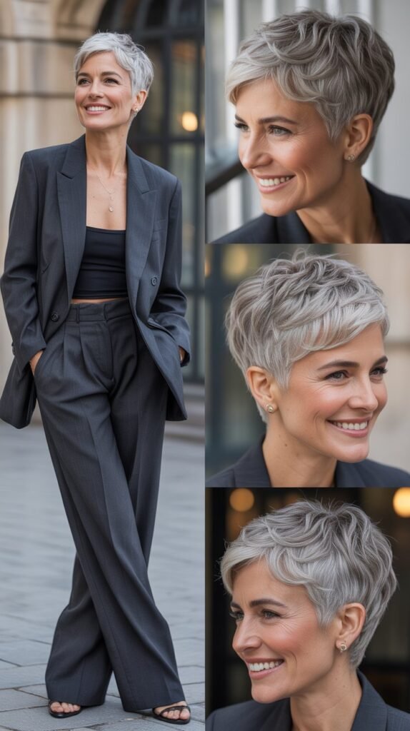 The Natural Gray Pixie with Elegant Sophistication