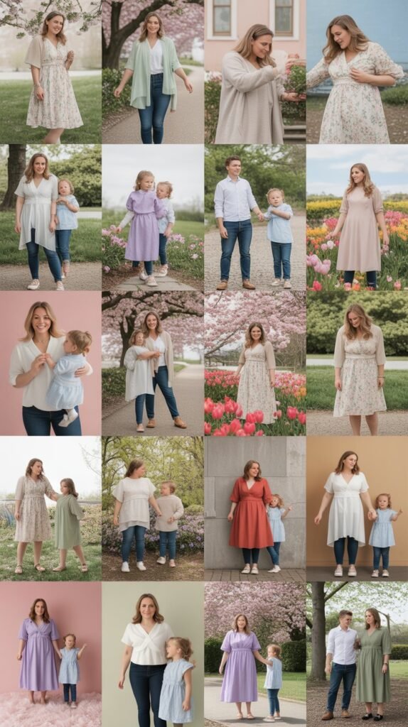 26 Picture Perfect Spring Family Photo Outfits for Plus Size Moms