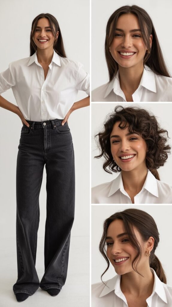   Classic White Button-Down and Dark Denim