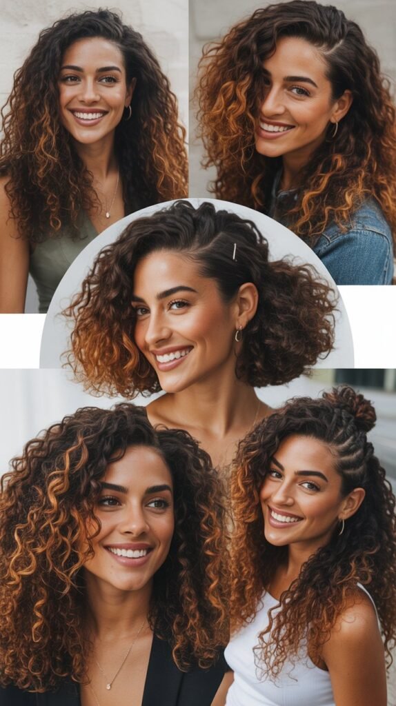 Dark Brown with Caramel and Honey Highlights