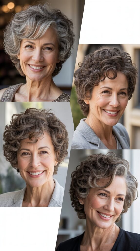 Curly Crop with Side Swept Volume