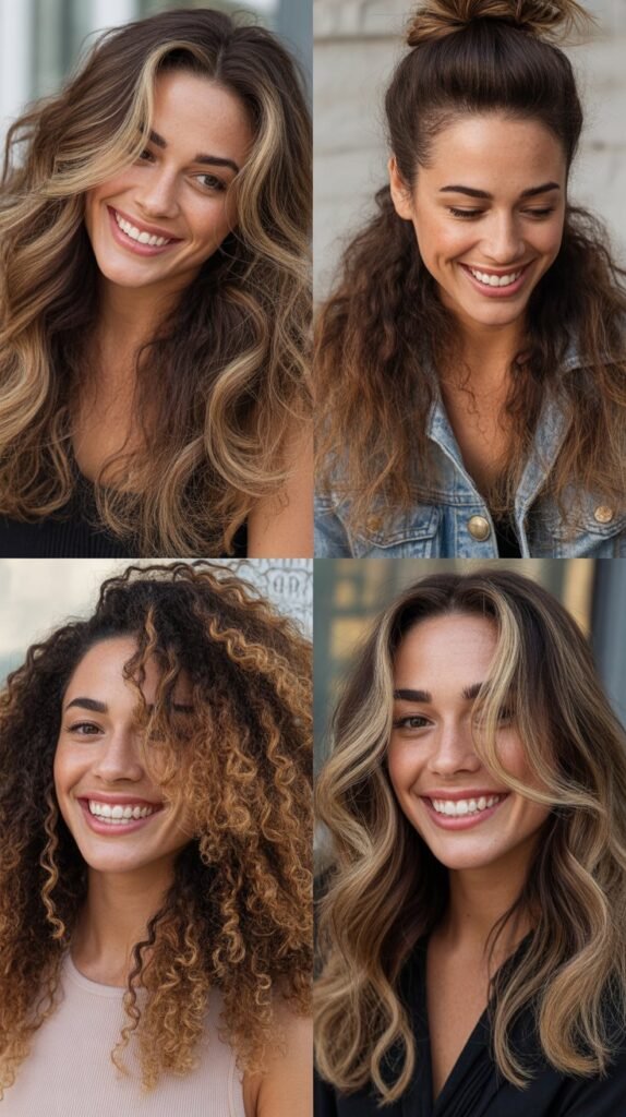 Iced Coffee Brown with Blonde Highlights