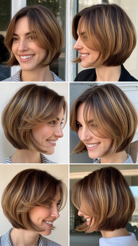 Rounded Bob With Ecaille Highlights