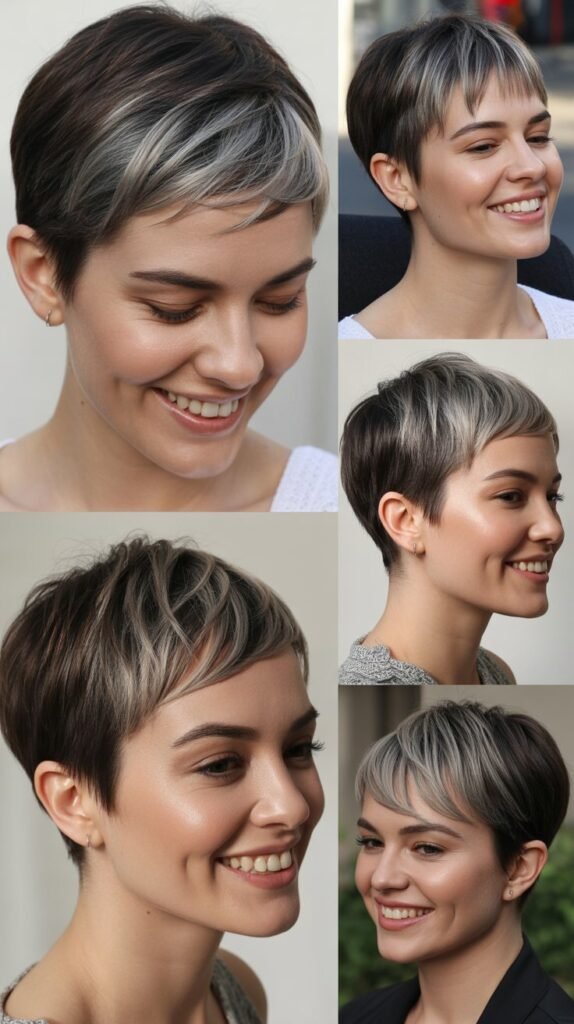  Sleek Pixie With Silver-Toned Highlights