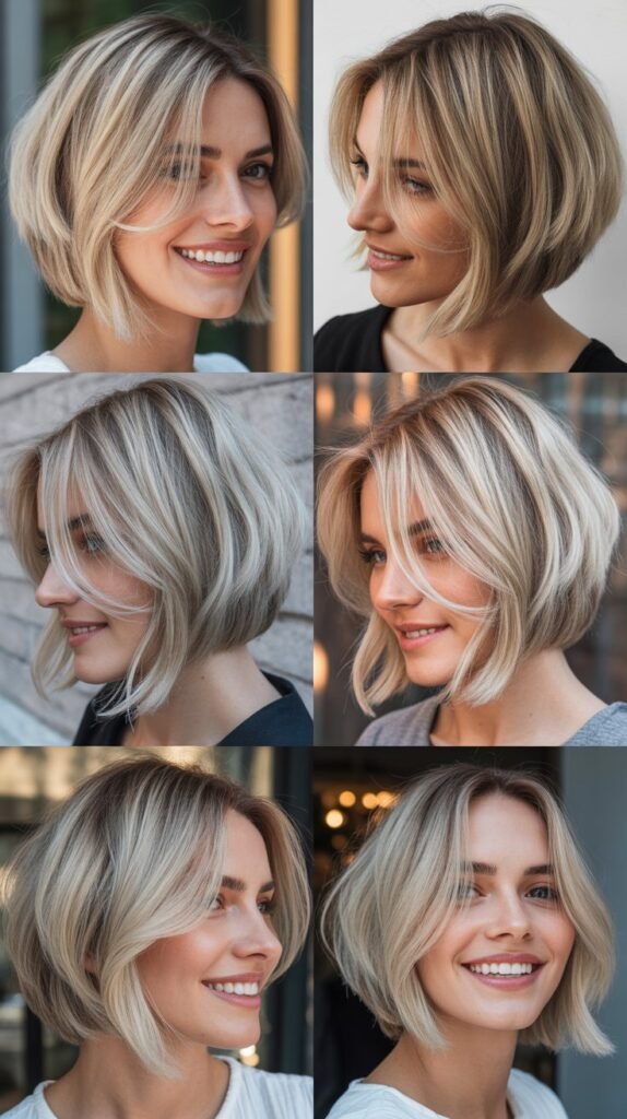  Asymmetrical Bob With Icy Blonde Highlights