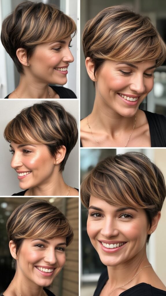 Classic Pixie Cut With Caramel Highlights