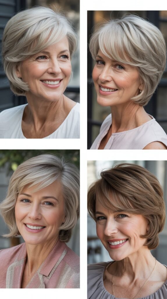 The Side-Swept Bangs with Short Back