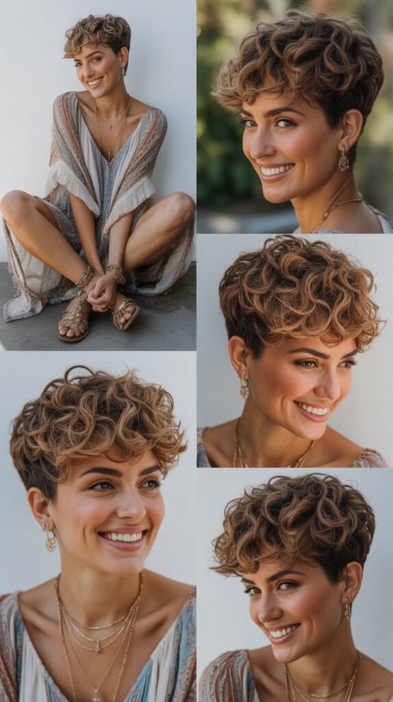  The Curly Pixie with Bohemian Flair