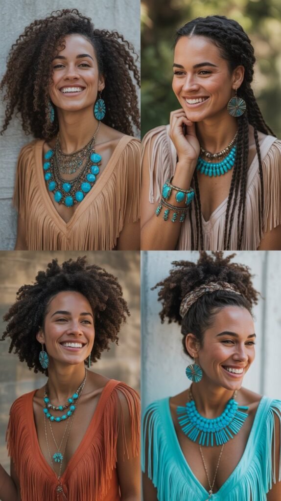  Fringe Dress with Turquoise Jewelry