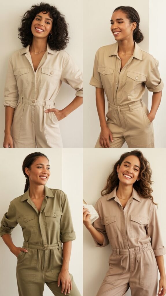  Utility Jumpsuits in Neutral Tones