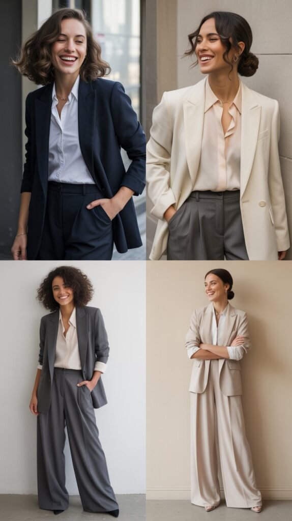Classic Blazer and Wide-Leg Trouser Combo