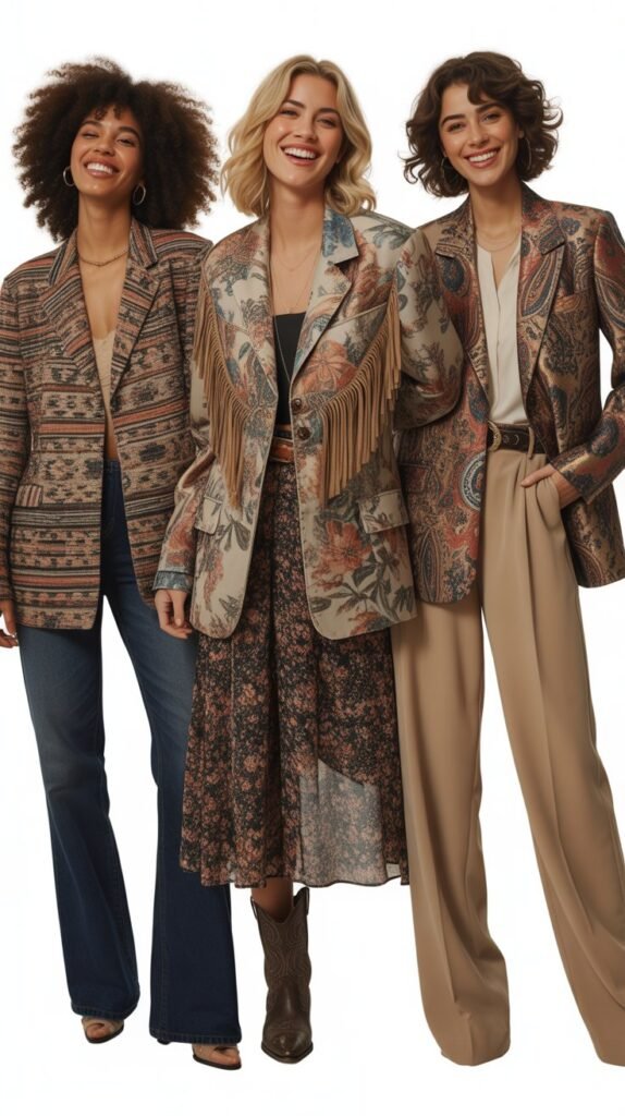  Printed Western Blazer Combination