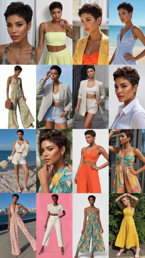 23 Warm-Weather Summer Outfits for Black Women With Pixie Cuts