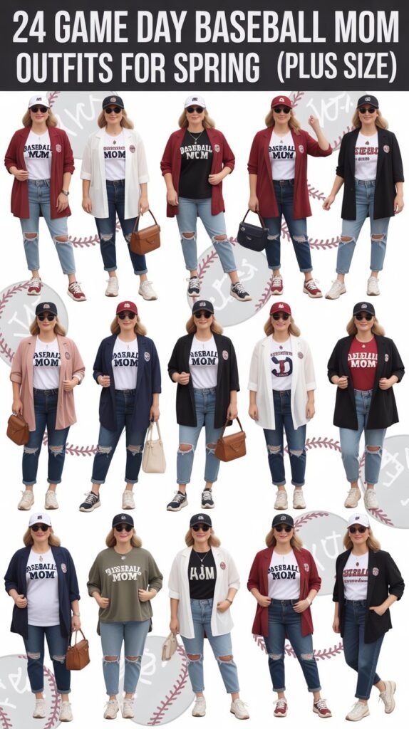 24 Game Day Baseball Mom Outfits for Spring (Plus Size)
