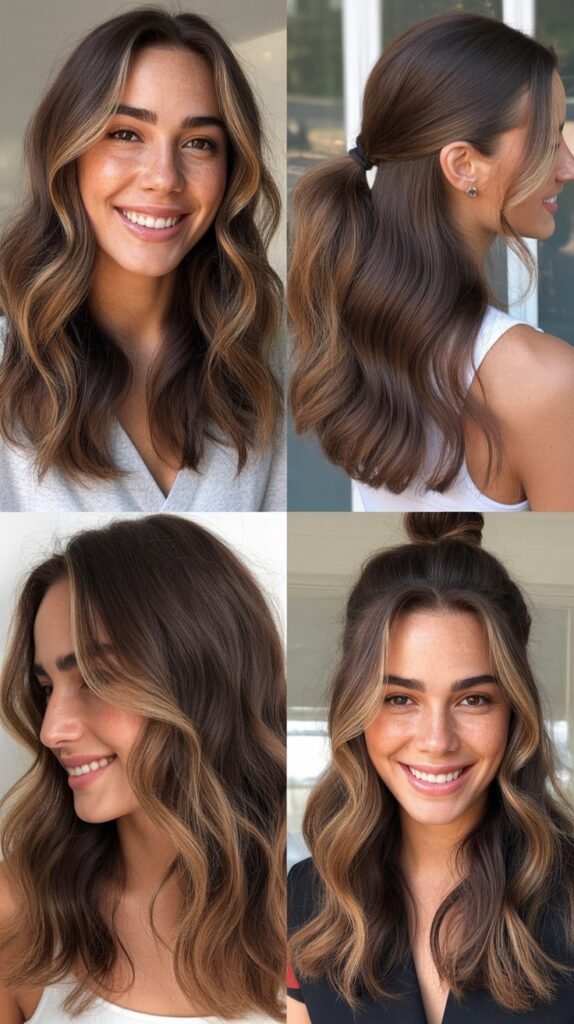 Hazelnut Brown with Caramel Face-Framing Highlights