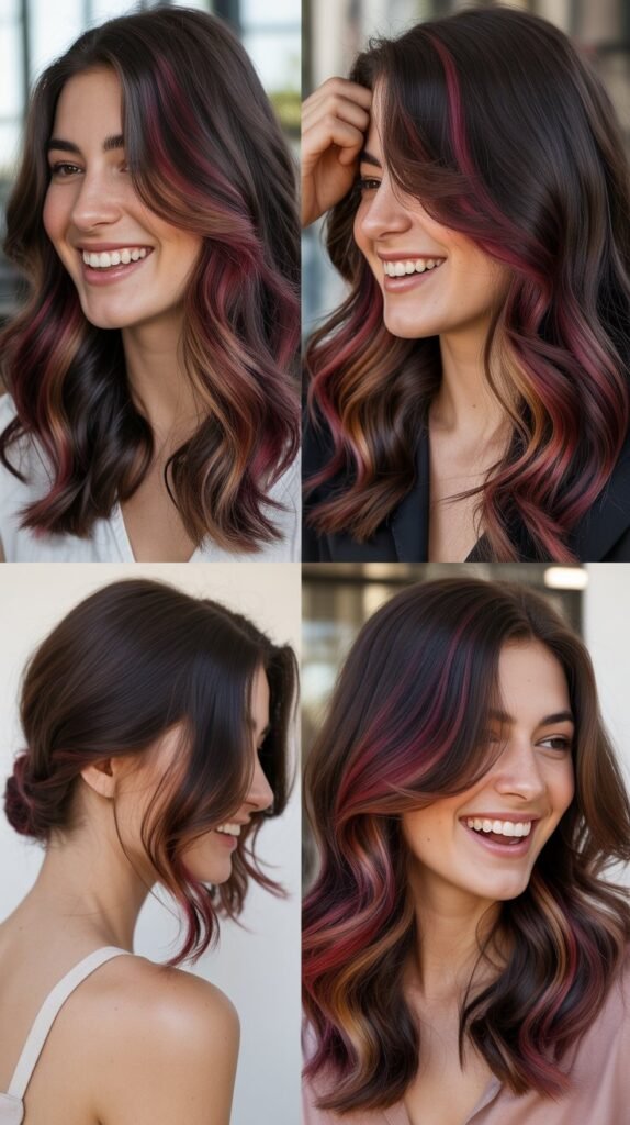 Espresso with Burgundy Balayage