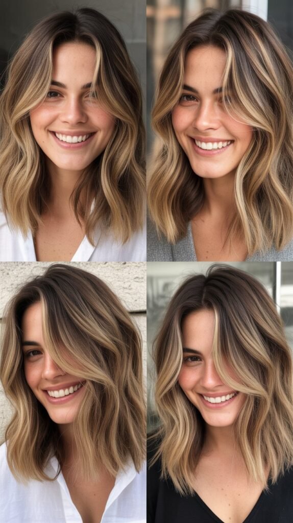 Messy Lob With Bronde Balayage