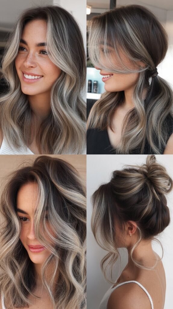 Cool Brown with Platinum Balayage