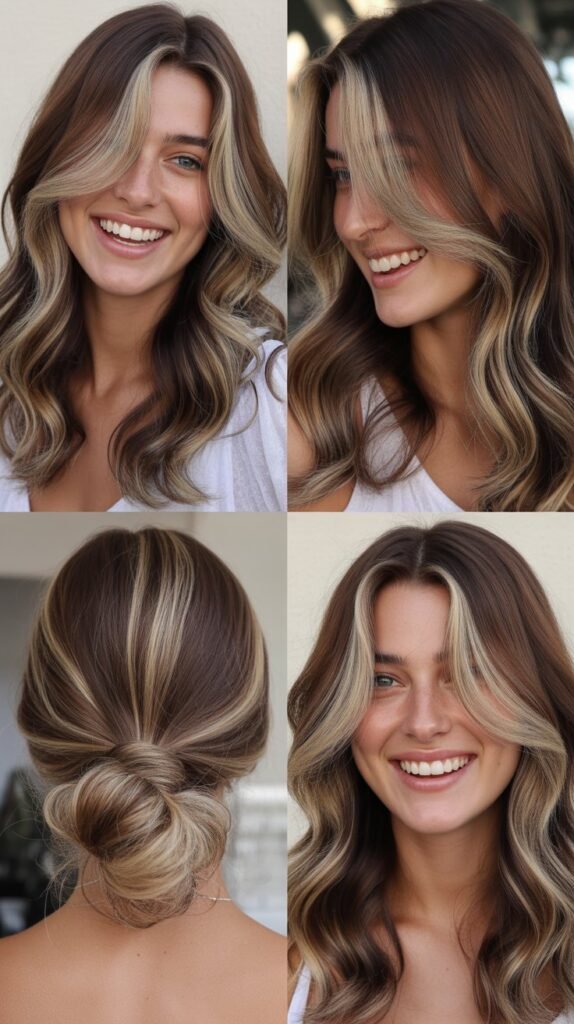 Walnut Brown with Cool Blonde Highlights