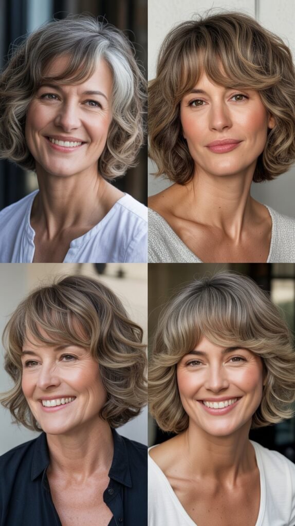 Tousled Lob with Curtain Bangs