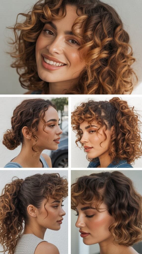 Warm Toffee Highlights on Light Brown Curls