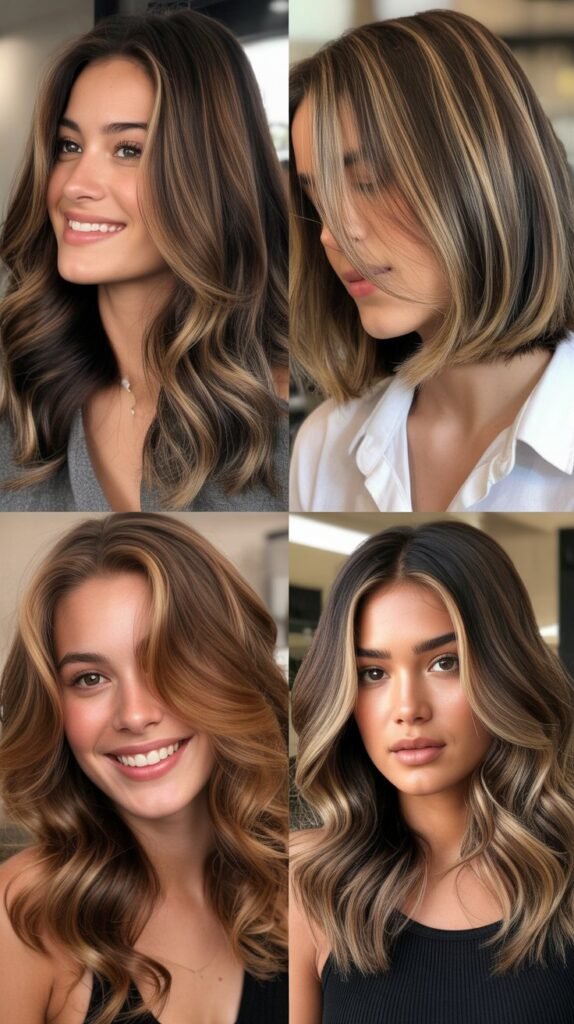 54 Gorgeous Brown Hair Ideas With Highlights and Lowlights for Dimension