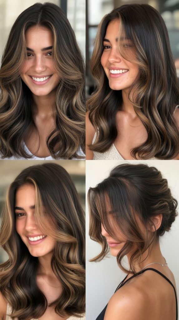 Caramel Highlights on Dark Brown Hair