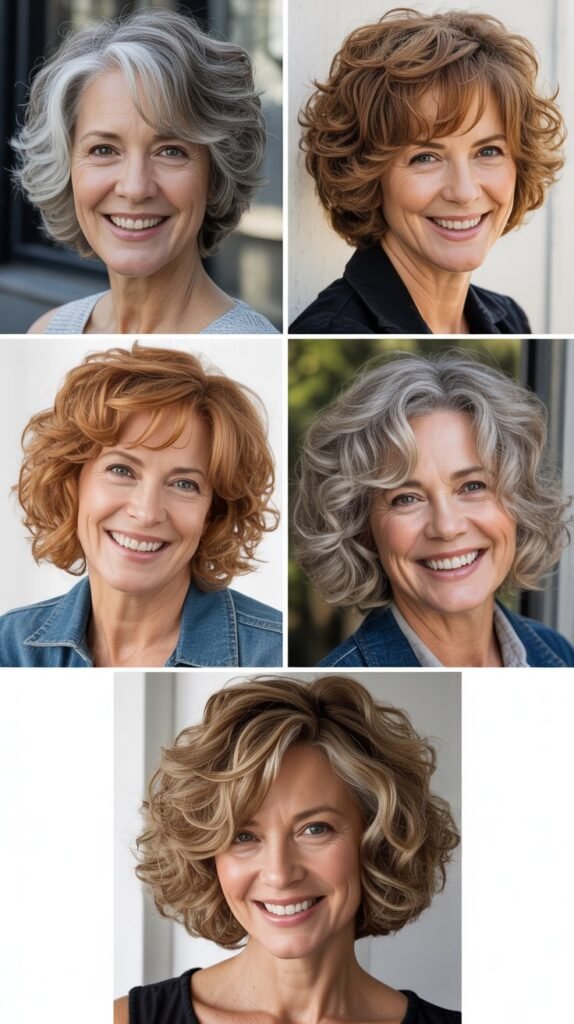  Layered Curly Shaggy Bob