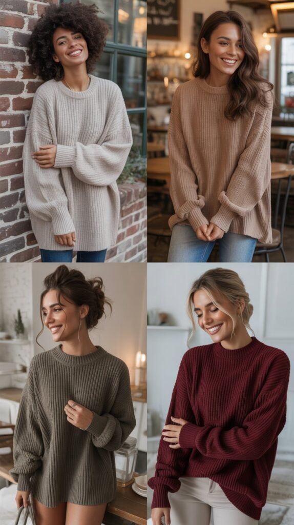 Oversized Sweaters and Cozy Contrast