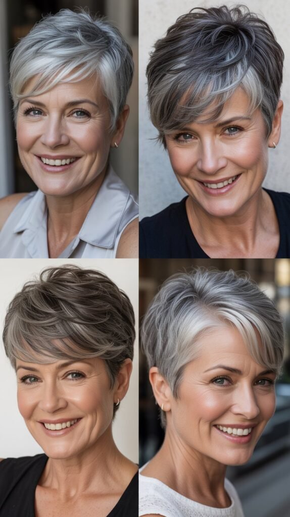 Silver Gray Pixie with Dark Lowlights